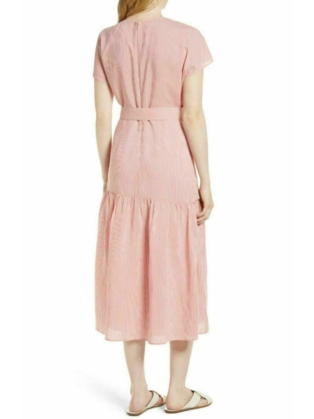 Nordstrom Signature Silk Blend Stripe Belted Dress Size 8 $279 - Picture 9 of 16